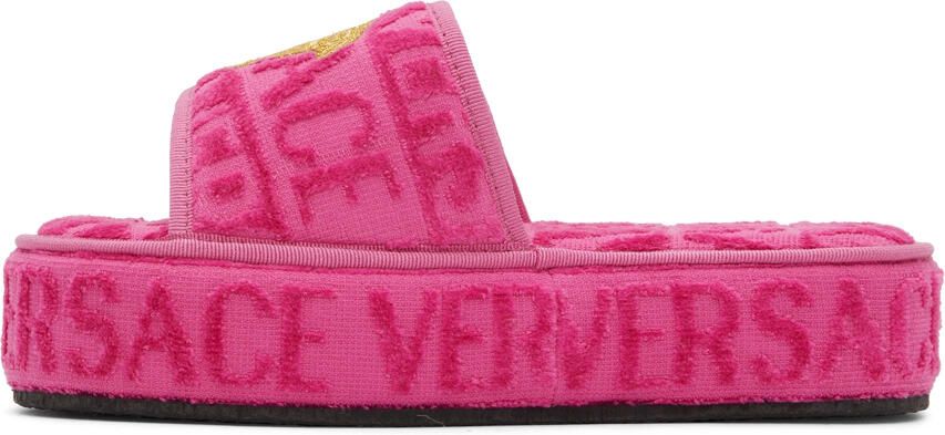 Versace Underwear Pink Medusa Platform Slippers - Picture 3