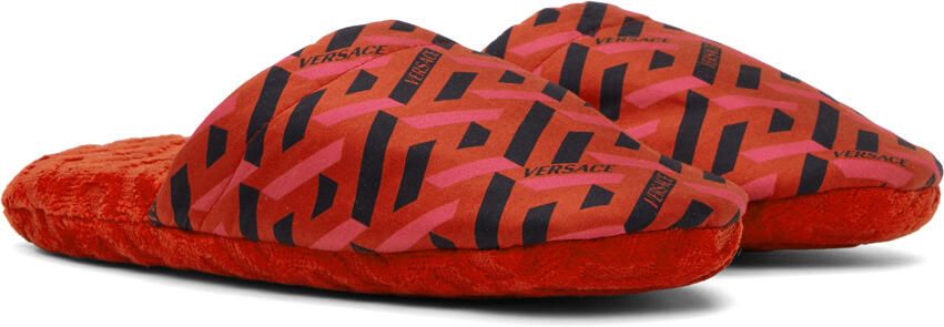 Versace Underwear Red Greca Slippers - Picture 2