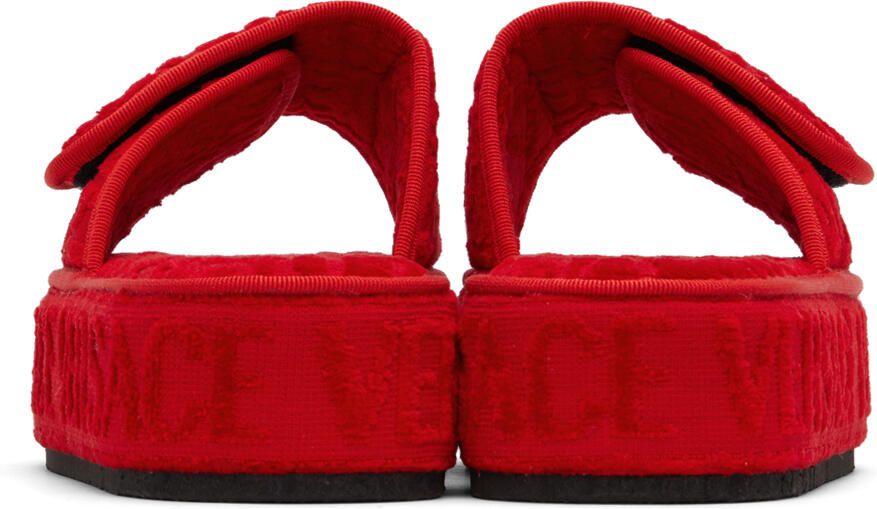 Versace Underwear Red Medusa Platform Slippers
