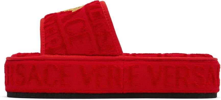 Versace Underwear Red Medusa Platform Slippers - Picture 3