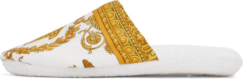 Versace Underwear White Baroque Slippers - Picture 3