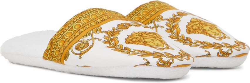 Versace Underwear White Baroque Slippers - Picture 2