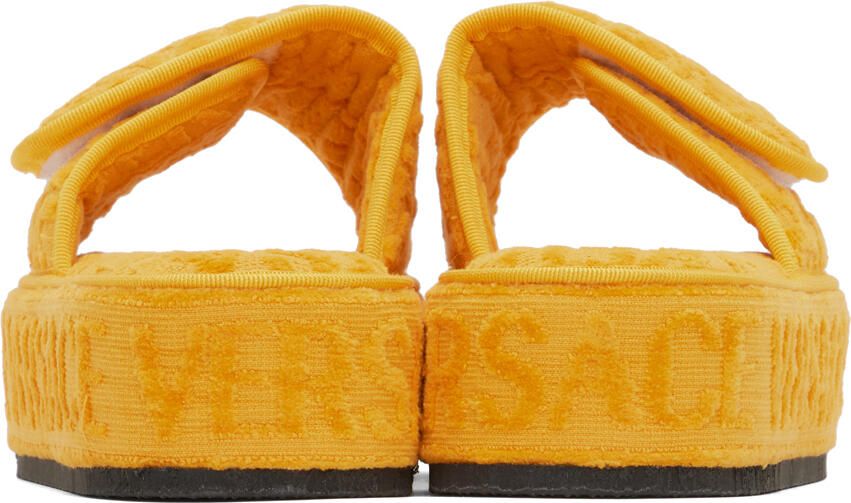 Versace Underwear Yellow Medusa Embroidered Slippers
