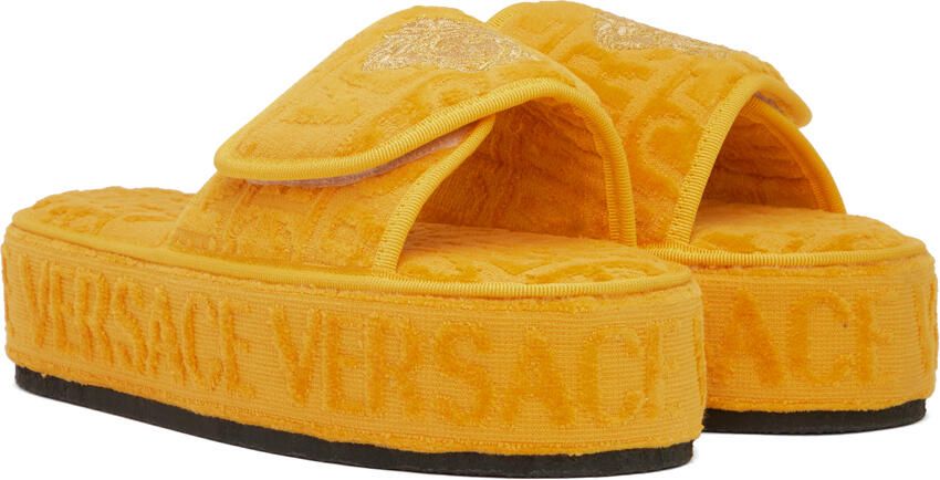 Versace Underwear Yellow Medusa Embroidered Slippers - Picture 2