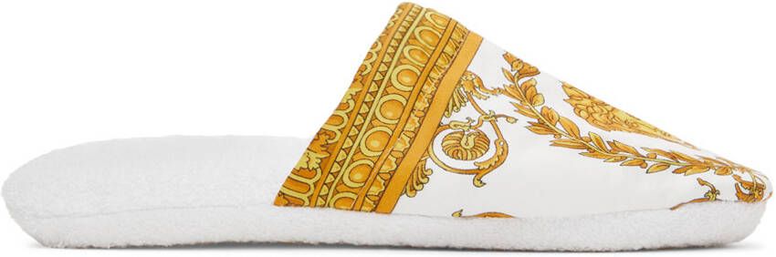 Versace Underwear White Baroque Slippers - Picture 4