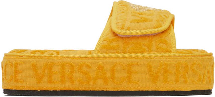 Versace Underwear Yellow Medusa Embroidered Slippers - Picture 4