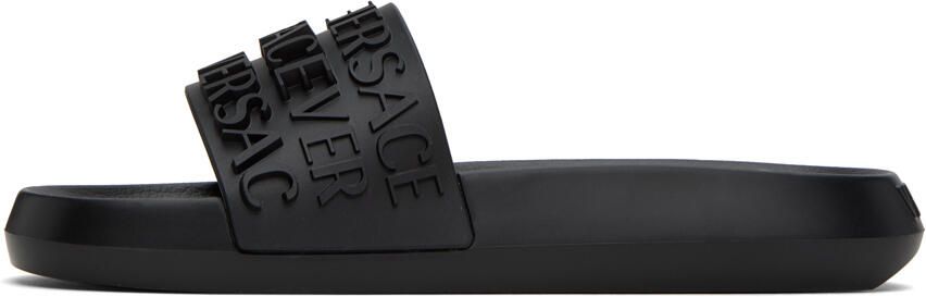 Versace Black Embossed Slides - Picture 4