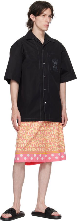 Versace Black Embossed Slides - Picture 2