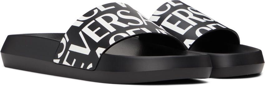 Versace Black Allover Slides - Picture 3