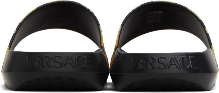 Versace Black & Gold Barocco Slides