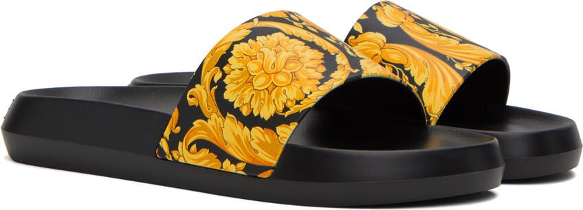 Versace Black & Gold Barocco Slides - Picture 2