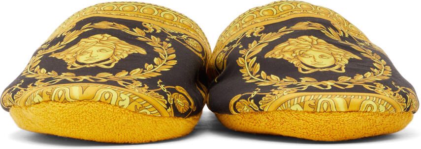 Versace Black & Gold Baroque Slippers - Picture 3