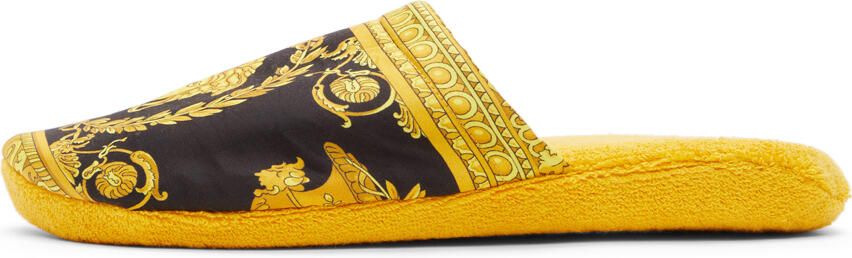 Versace Black & Gold Baroque Slippers - Picture 4