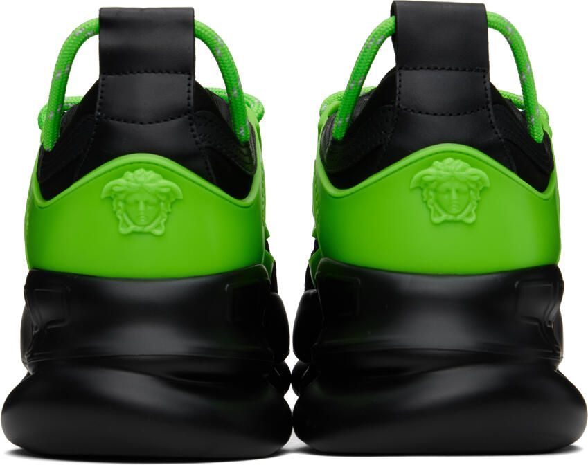 Versace Black & Green Chain Reaction Sneakers