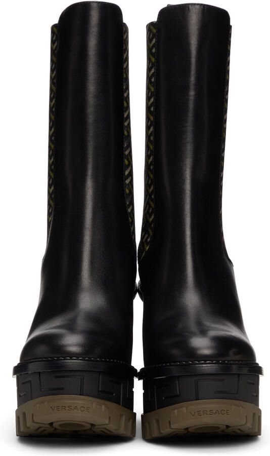 Versace Black & Khaki La Greca Boots - Picture 2