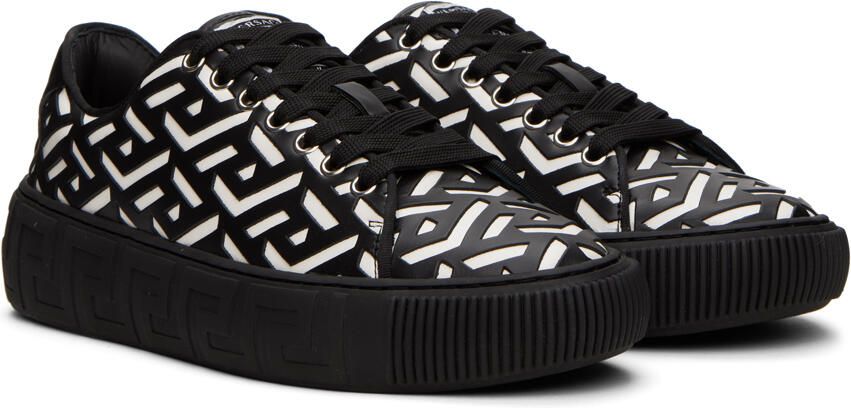 Versace Black & White Greca Sneakers - Picture 2