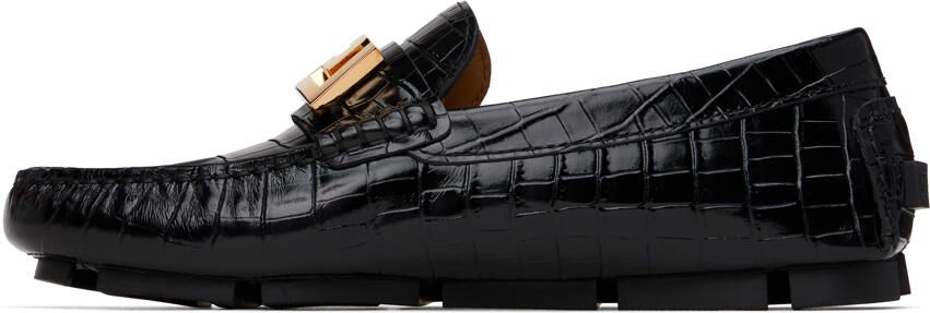 Versace Black Croc Greca Loafers - Picture 3
