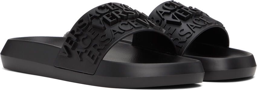 Versace Black Embossed Slides - Picture 3