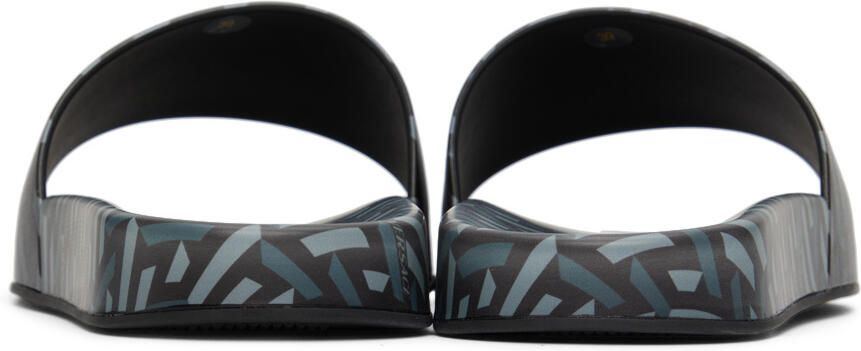 Versace Black Greca Print Slides - Picture 2
