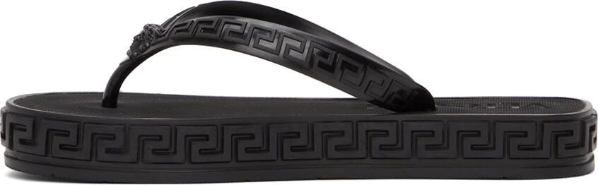 Versace Black Greca Sandals - Picture 4