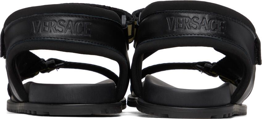 Versace Black Greca Sandals - Picture 8