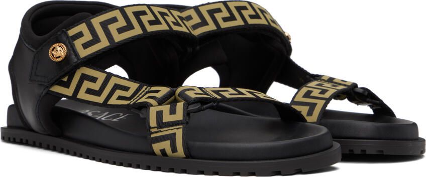 Versace Black Greca Sandals - Picture 3