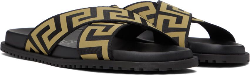 Versace Black Greca Sandals - Picture 2