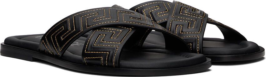 Versace Black Greca Sandals - Picture 3
