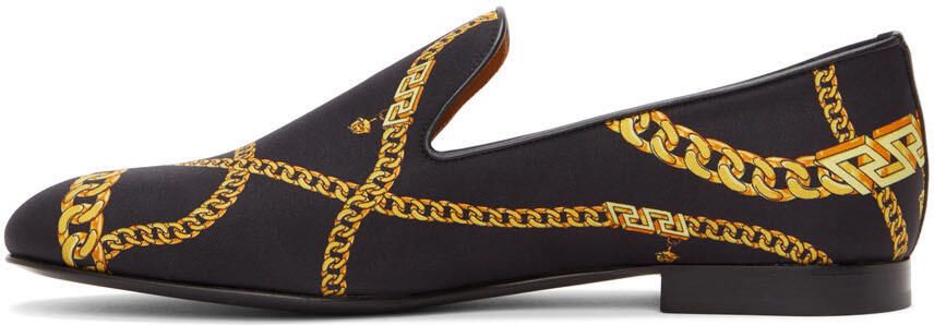 Versace Black 'La Greca' Chain Slippers - Picture 4