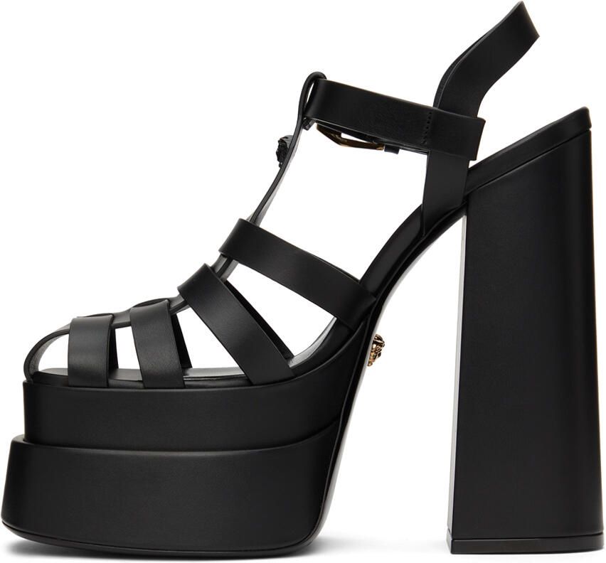 Versace Black La Medusa Platform Sandals - Picture 3