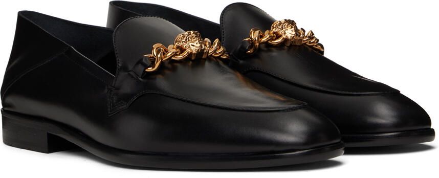 Versace Black Leather Loafers - Picture 2