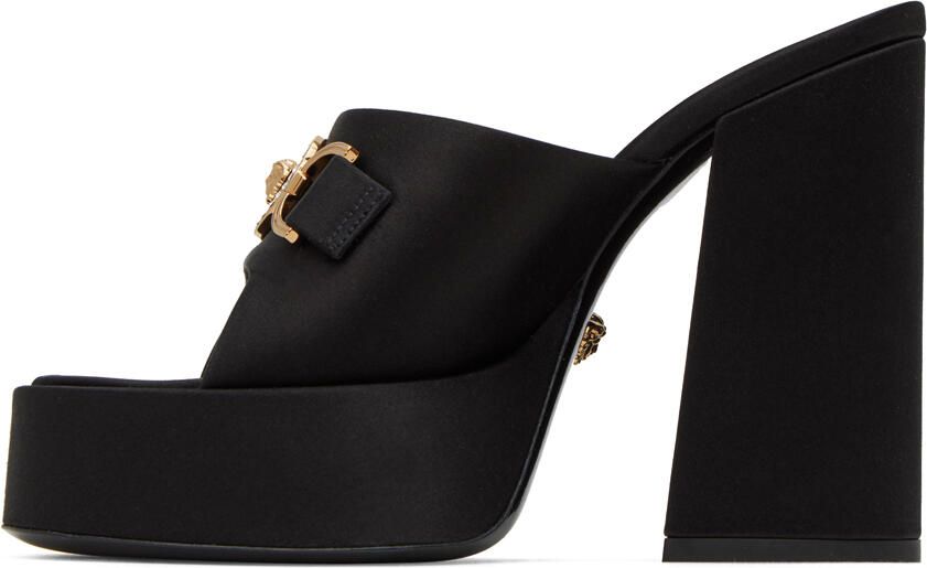 Versace Black Medusa '95 Satin Heeled Sandals - Picture 2