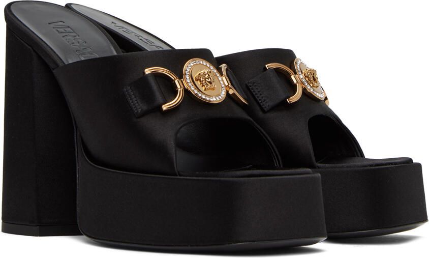 Versace Black Medusa '95 Satin Heeled Sandals - Picture 3