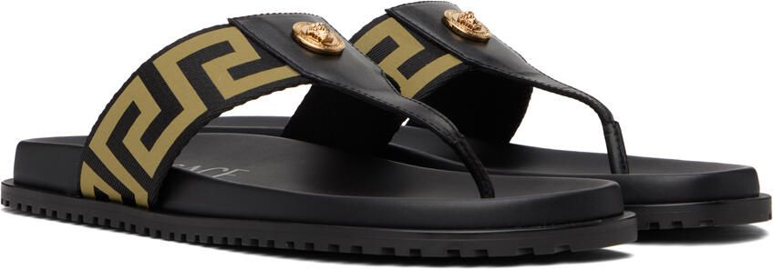 Versace Black Medusa Greca Sandals - Picture 2