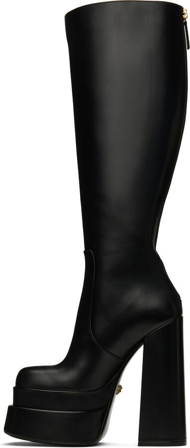 Versace Black Platform Tall Boots - Picture 2