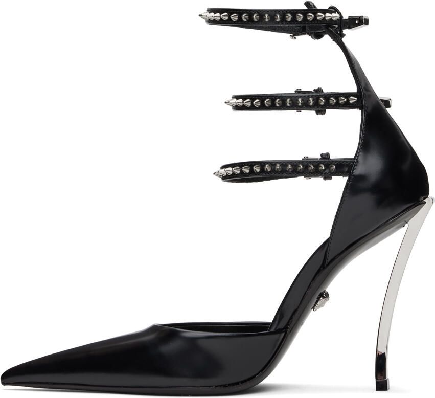 Versace Black Spiked Pin-Point Heels - Picture 2