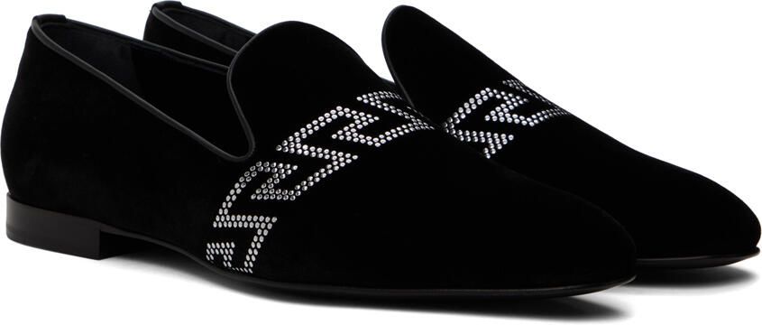 Versace Black Studded Greca Loafers - Picture 2