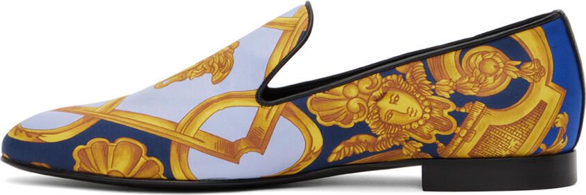 Versace Blue & Gold Barocco 660 Slippers - Picture 4
