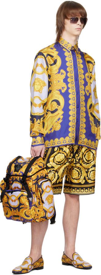 Versace Blue & Gold Barocco 660 Slippers - Picture 3