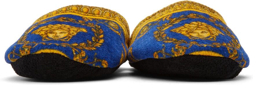 Versace Blue & Gold I Love Barocco Slippers - Picture 3