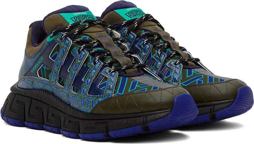 Versace Blue & Green Trigreca Sneakers - Picture 2
