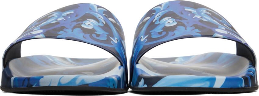 Versace Blue Baroccoflage Slides - Picture 3