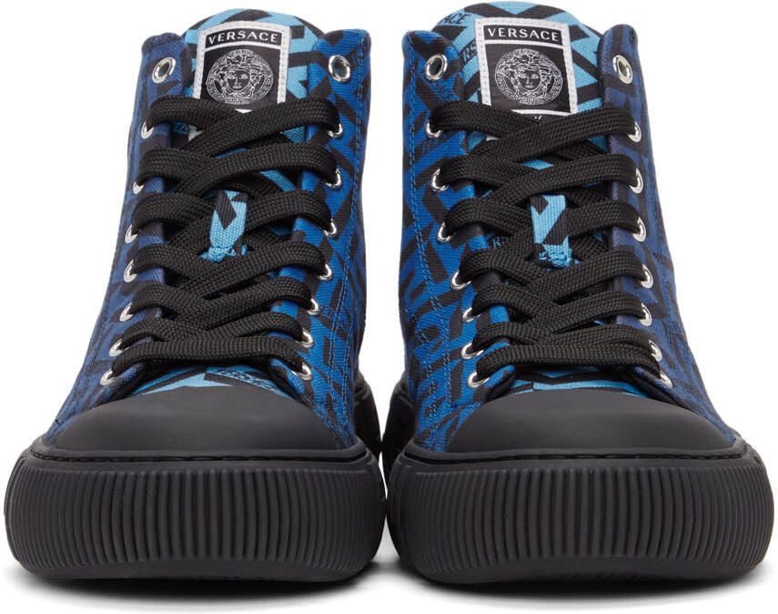 Versace Blue Greca High-Top Sneakers
