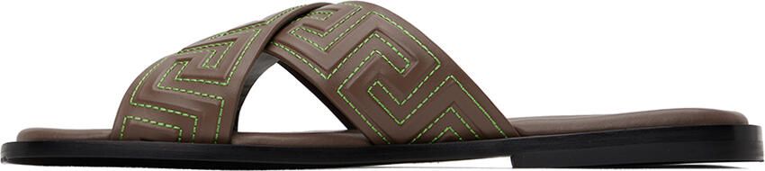 Versace Brown Greca Sandals - Picture 4