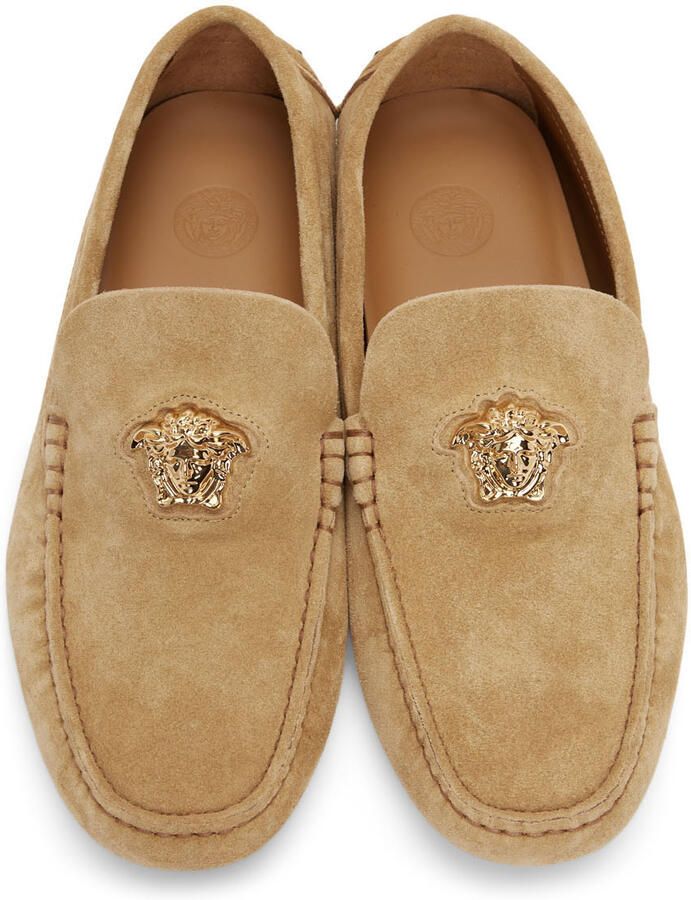 Versace Brown Suede 'La Medusa' Loafers