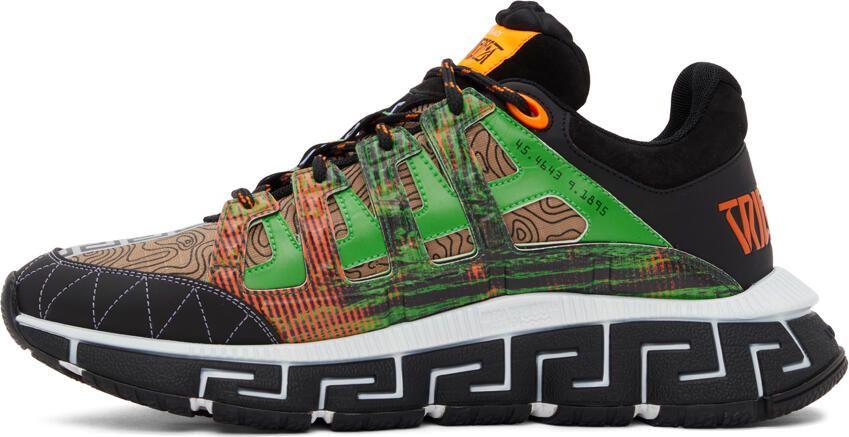 Versace Green & Orange Trigreca Low-Top Sneakers - Picture 3