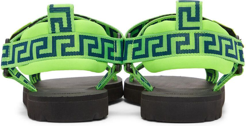 Versace Green 'La Greca' Sandals - Picture 3