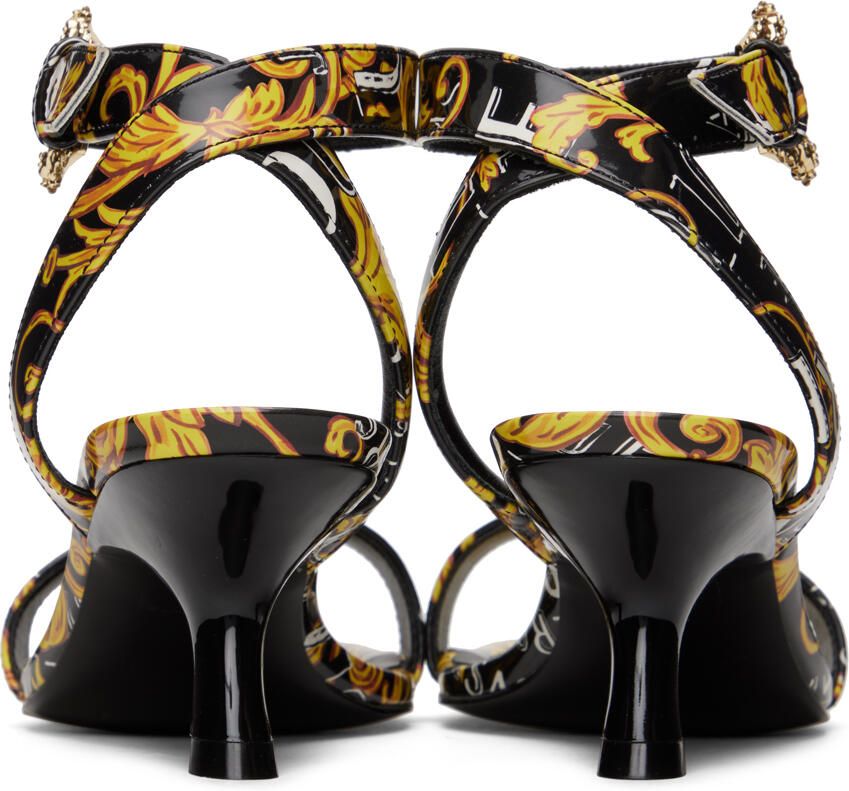 Versace Jeans Couture Black & Gold Fiona Heeled Sandals