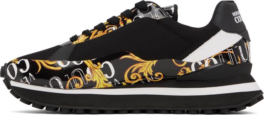 Versace Jeans Couture Black & Gold Fondo Spyke Sneakers - Picture 3