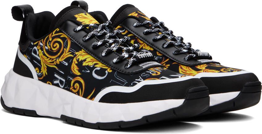 Versace Jeans Couture Black & Gold Graphic Sneakers - Picture 2